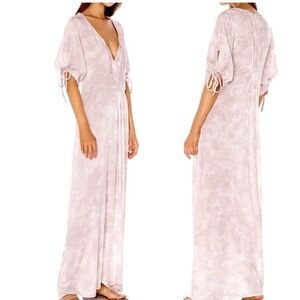 Tiare hawaii Maxi Dress Sz M/L Paroa Bay Mauve White Boho Pullover Beachy
